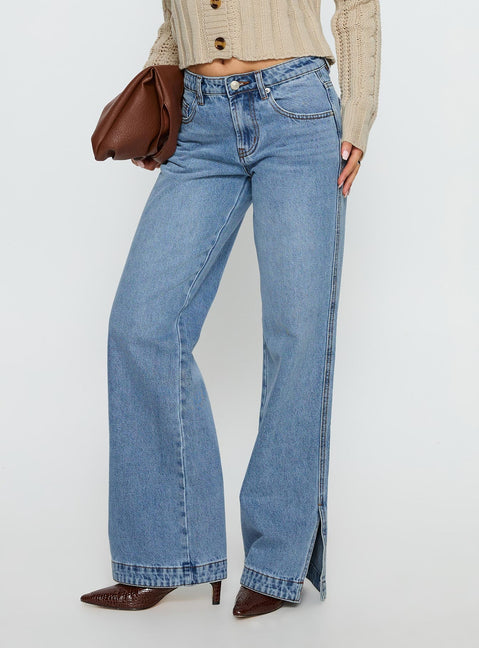 Dog Days Mid Rise Straight Leg Jeans Light Blue Wash