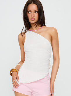 Dominikah One Shoulder Tie Top White