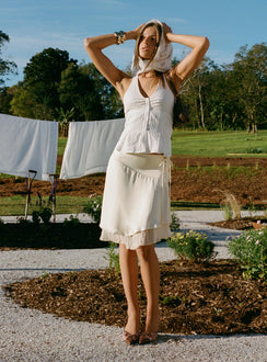 Rosemead Satin Midi Skirt Cream