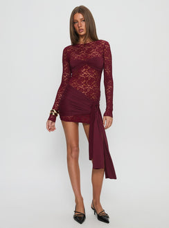 Midnight Long Sleeve Mini Dress Garnet