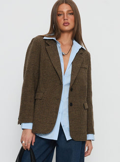 Leanah Blazer Brown Check