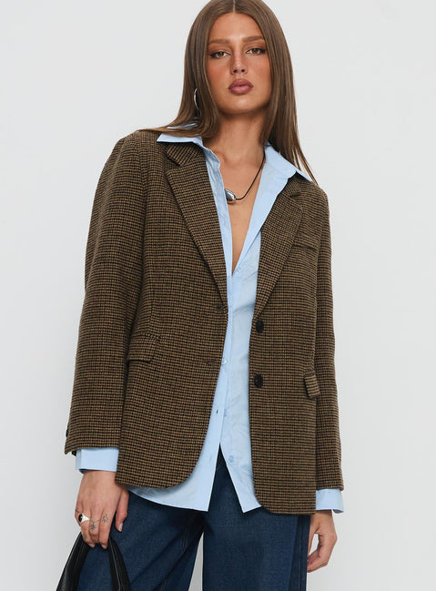 Leanah Blazer Brown Check