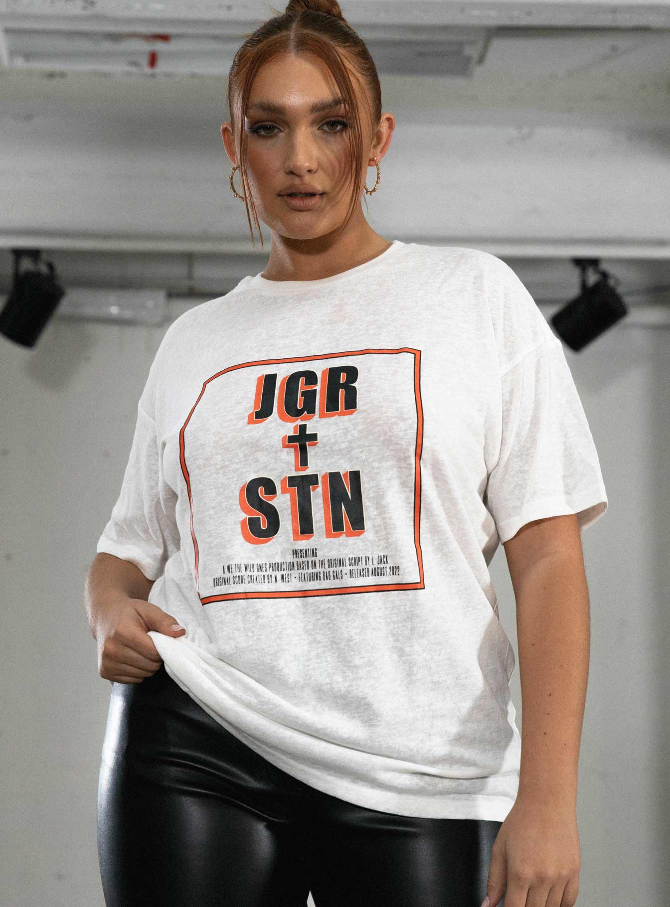 product Princess Polly Short Sleeves High Neck  JGR & STN Feat. Oversized Tee White