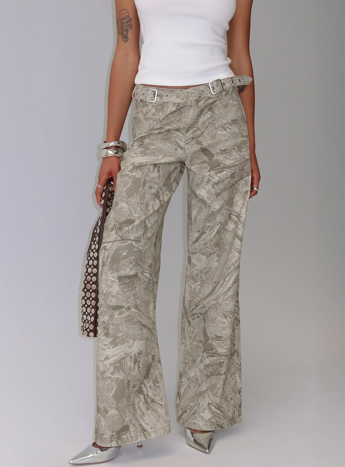Mckinley Mid Rise Wide Leg Jeans Camouflage Petite