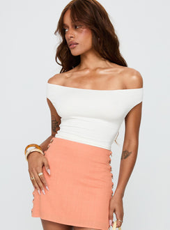 front view of model wearing Princess Polly Irina Multi-wear Top White Sleeveless Asymmetric Neckline 