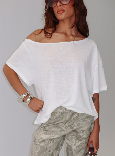 Winny Off Shoulder Tee White