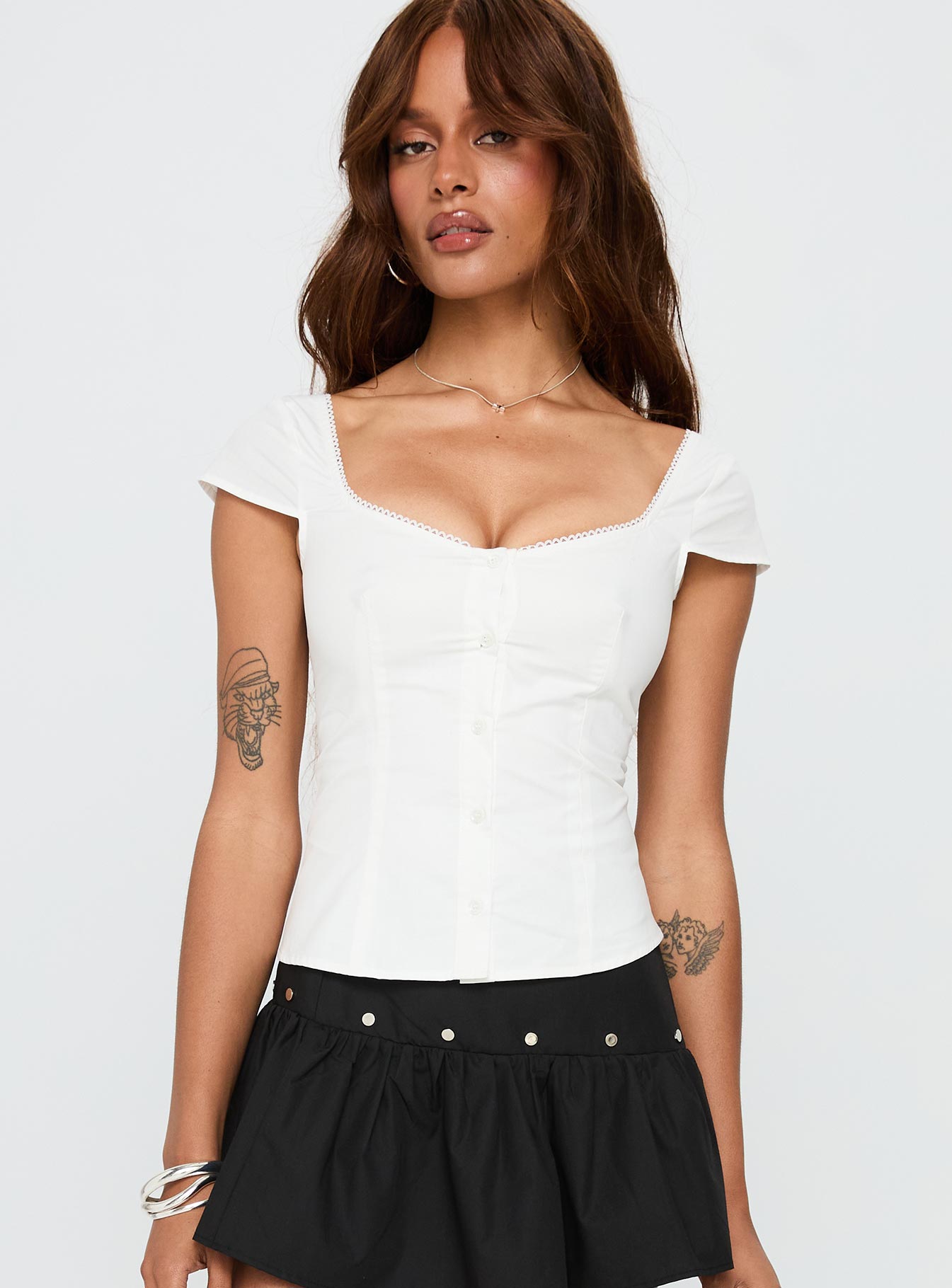 Transcendence Button Up Top White