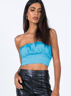 front view of model wearing Princess Polly Lorrin Top Blue 