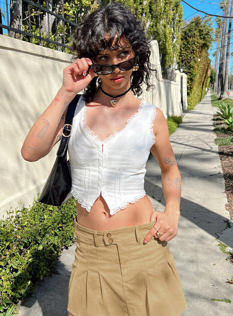 product Princess Polly Sleeveless V-Neck  Silvanna Top White