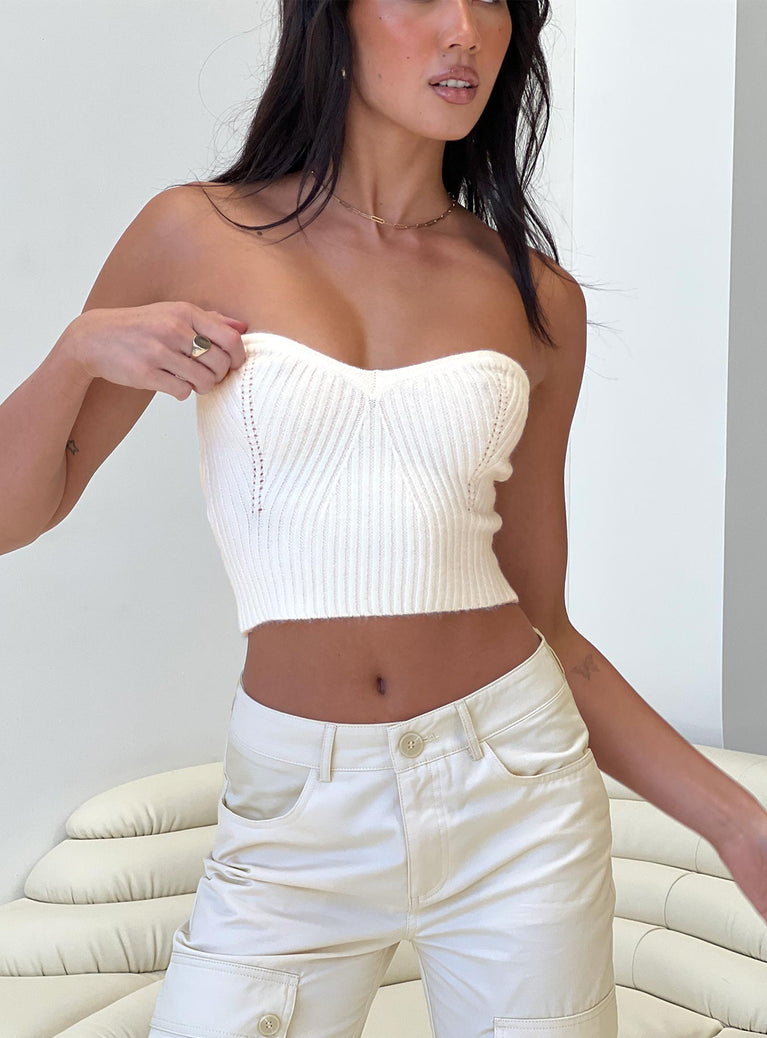 Crop Top Mujer Crop Top Princess Polly Ulara Sin Tirantes Blanco