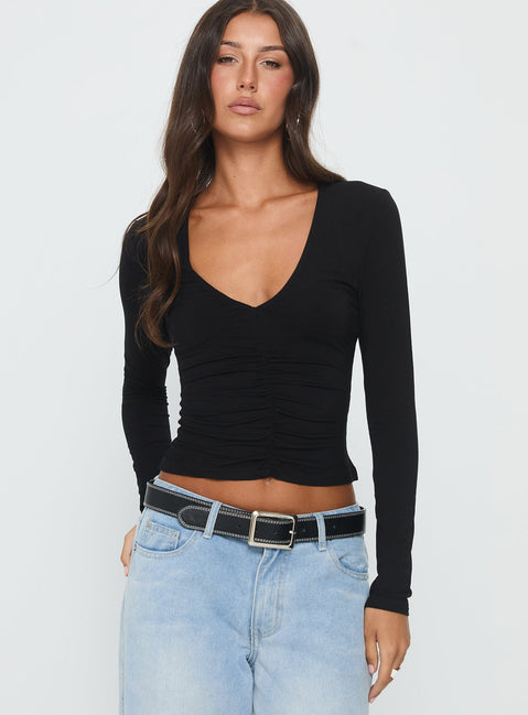 French Press Long Sleeve Top Black