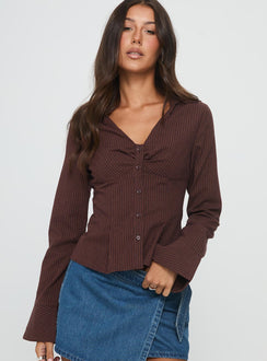 Elowenn Long Sleeve Top Chocolate Stripe