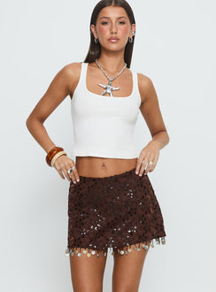 We Made It Sequin Skort Brown