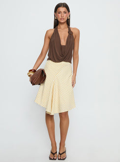 Pleasantries Asymmetrical Midi Skirt Cream Stripe
