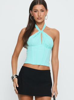 Keileigh Tie Neck Top Blue