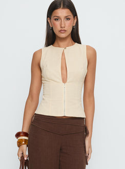 Heleena Zip Through Top Cream