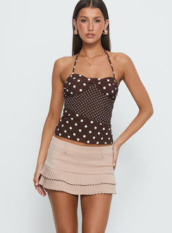 Deei Double Ruffle Mini Skort Beige