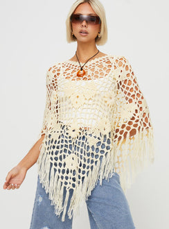 Joanes Crochet Poncho Beige Princess Polly  long 
