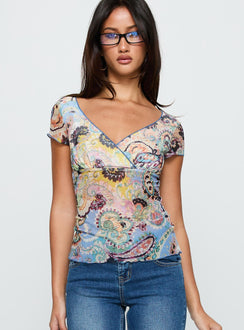 Jaceon Cross Front Top Multi Paisley