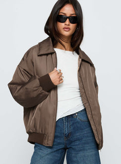 Say Less Bomber Jacket Dark Brown