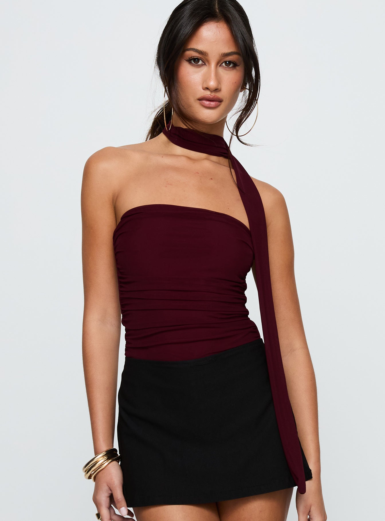 Sorelle Scarf Bodysuit Burgundy