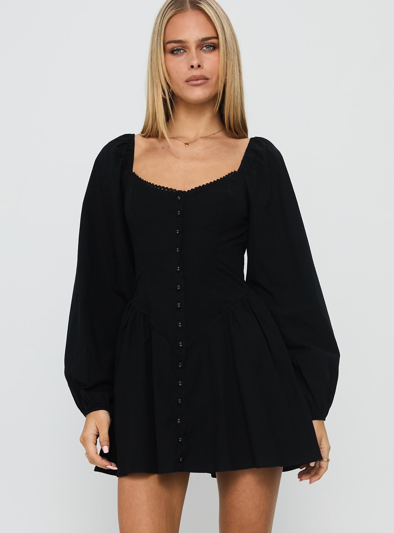 Toulouse Long Sleeve Mini Dress Black