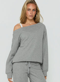 Wellness Off The Shoulder Jumper Dark Grey Marle