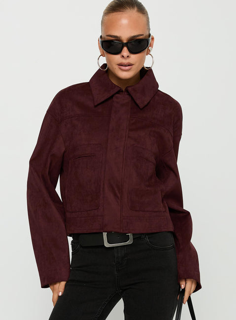 Macquarie Faux Suede Jacket Currant