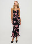 Floral maxi dress Mesh material, v neckline, adjustable straps, invisible zip fastening Good stretch, fully lined  Princess Polly Lower Impact 