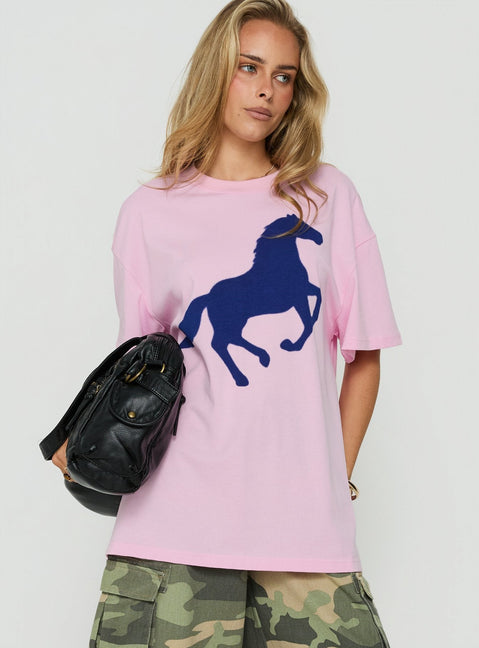 Steely Love Oversized Graphic Tee Washed Pink