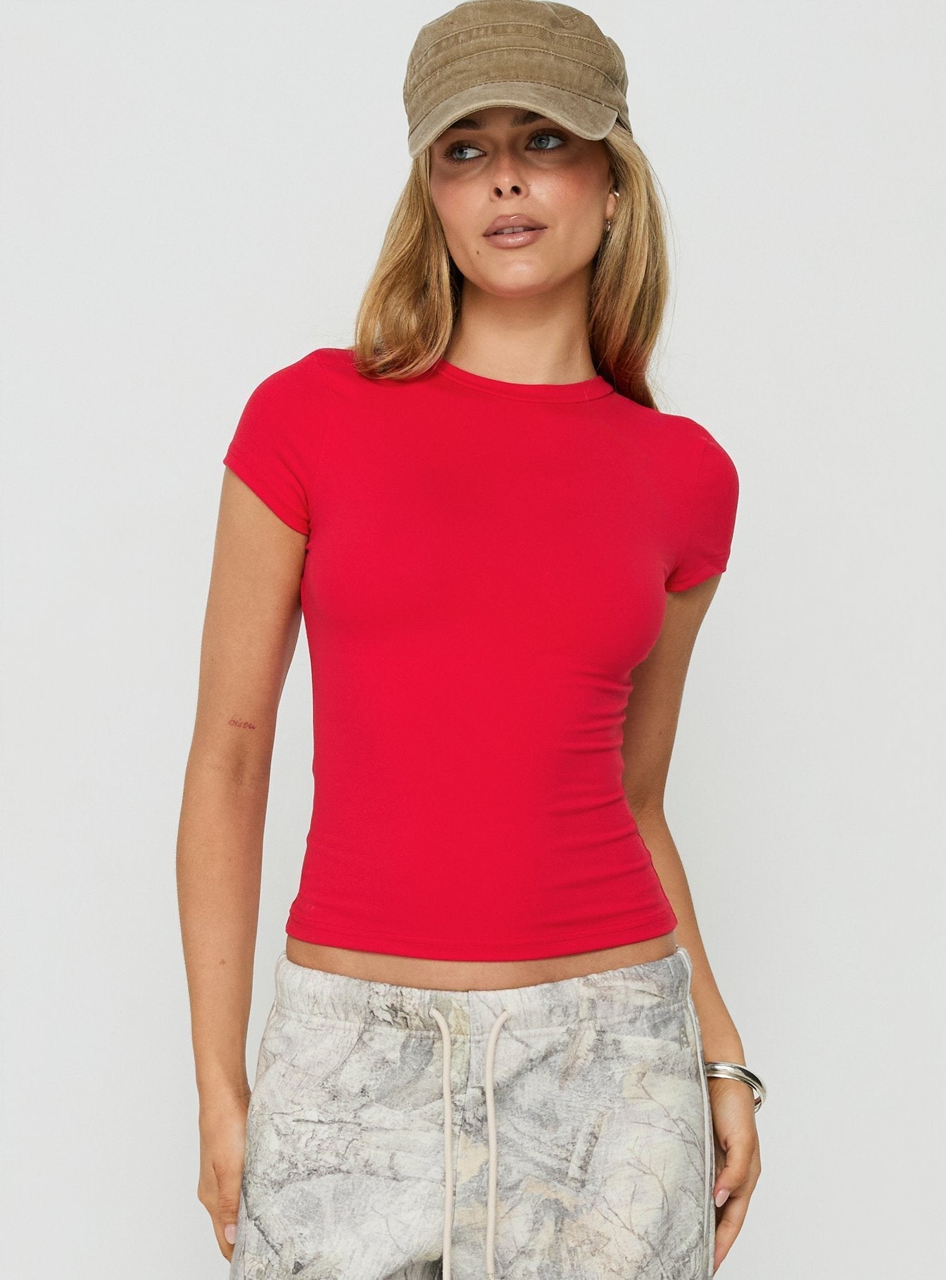 Daily Define Crew Neck Short Sleeve Top Red