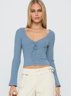 Drawn Me In Long Sleeve Top Blue