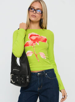 Innerblooms Long Sleeve Graphic Top Lime Green
