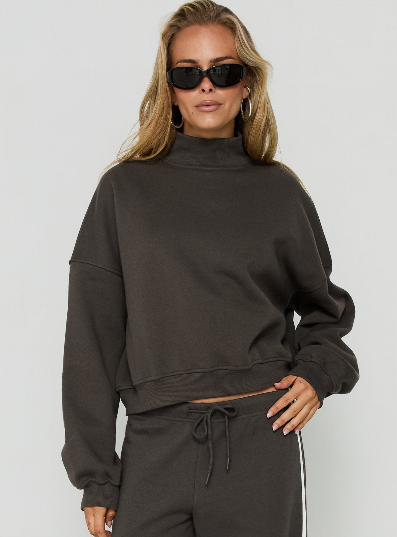 Anyya Funnel Neck Crew Jumper Iron Grey