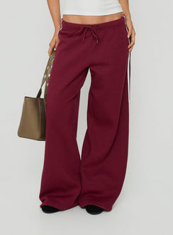Kennah Wide Leg Sweat Pants Cherry