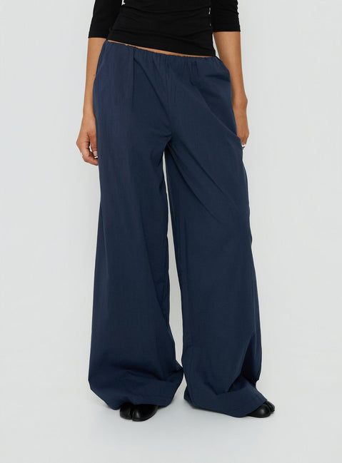 Shop the Lunea Concealed Waistband Pants Navy in womens-regular-pants with high-rise detail Princess Polly