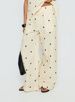 Bellara Tie Waist Pants Yellow Polka
