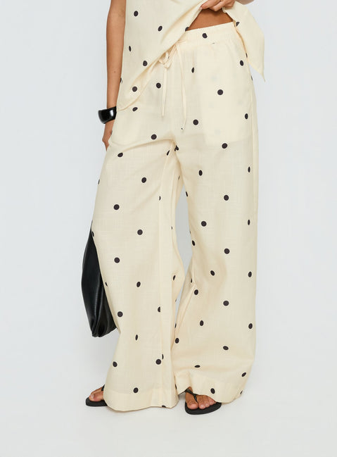 Bellara Tie Waist Pants Yellow Polka