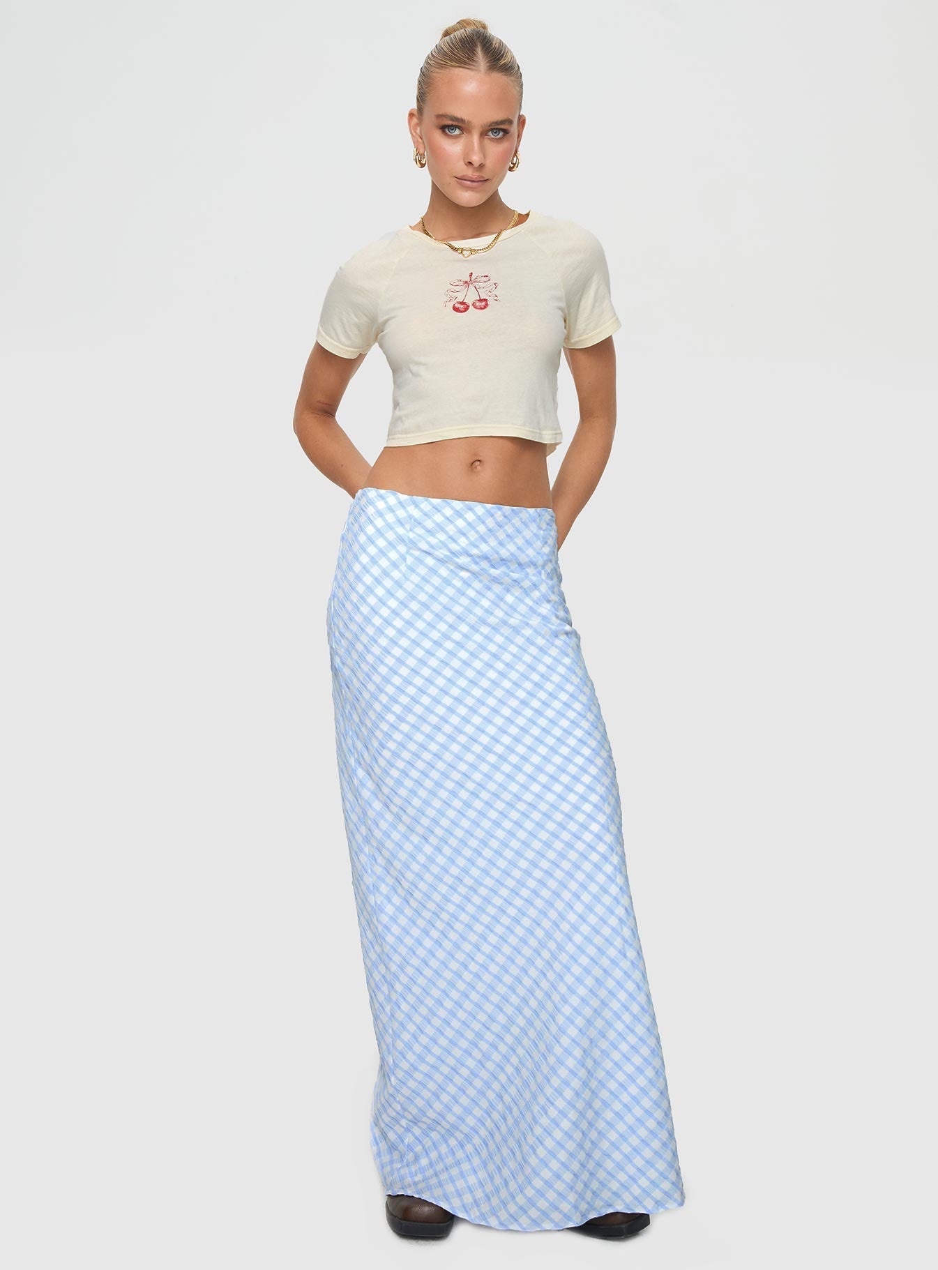 Gingham maxi skirt
