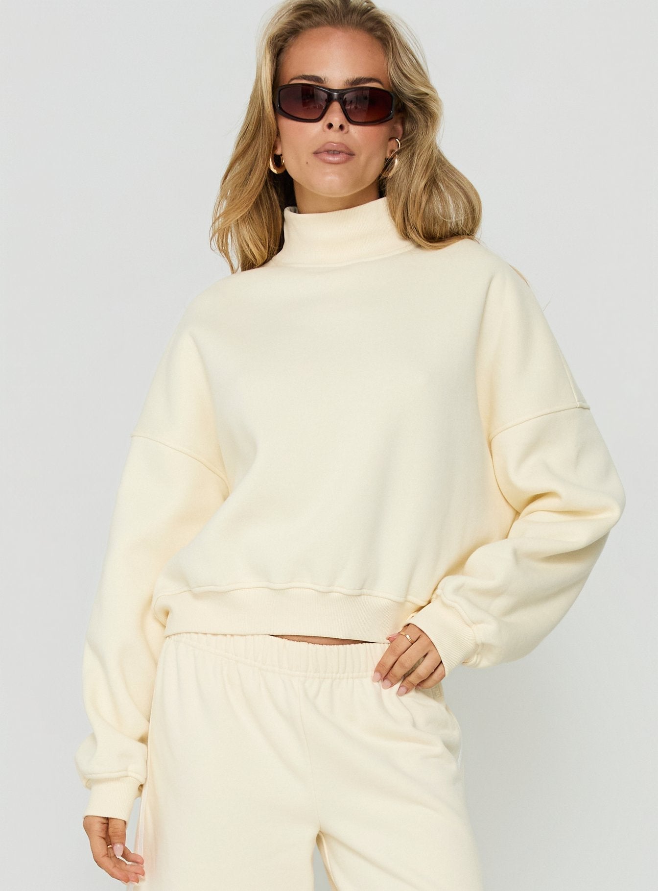 Anyya Funnel Neck Crew Jumper Cream