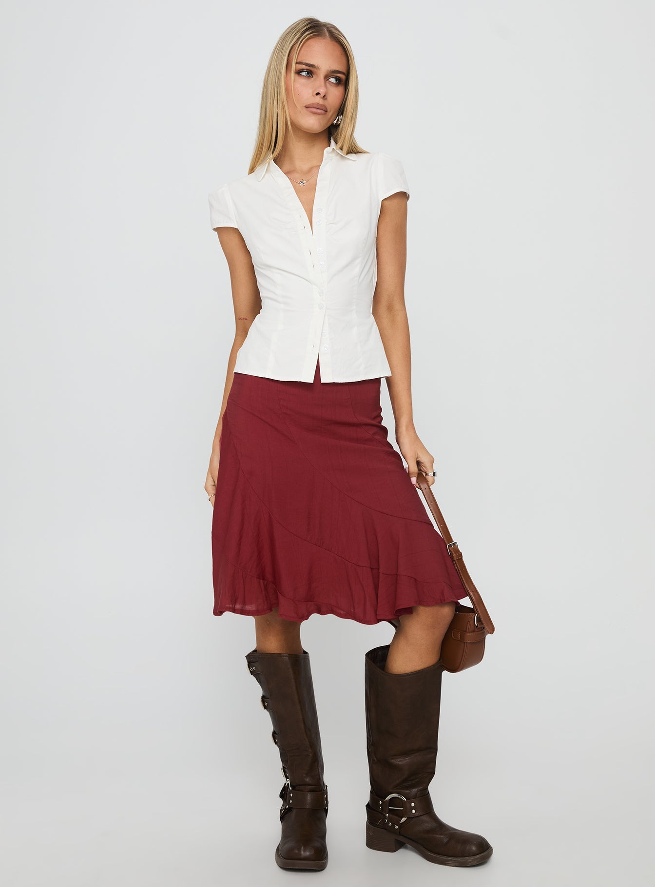With Kindness Midi Skirt Burgundy