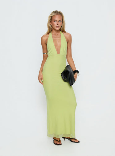slim fit dress slacks Lewisa Maxi Dress Green Stripe main image 0
