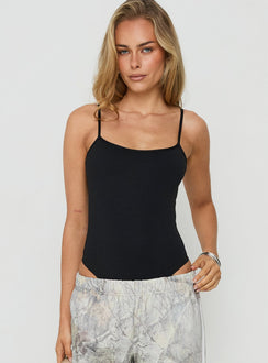Daily Define Thin Strap Low Back Bodysuit Black