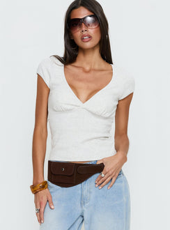 Baseline Cross Over Cap Sleeve Top Grey Marle