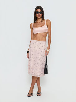 Clarabella Frill Midi Skirt Pink Polka Dot