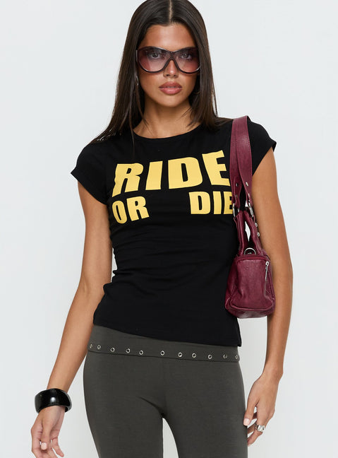Ride Or Die Graphic Top Black / Yellow