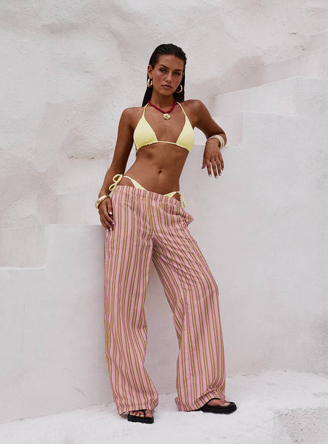 front view of model wearing Princess Polly Taja Pants Pink Stripe High Waisted Pants 