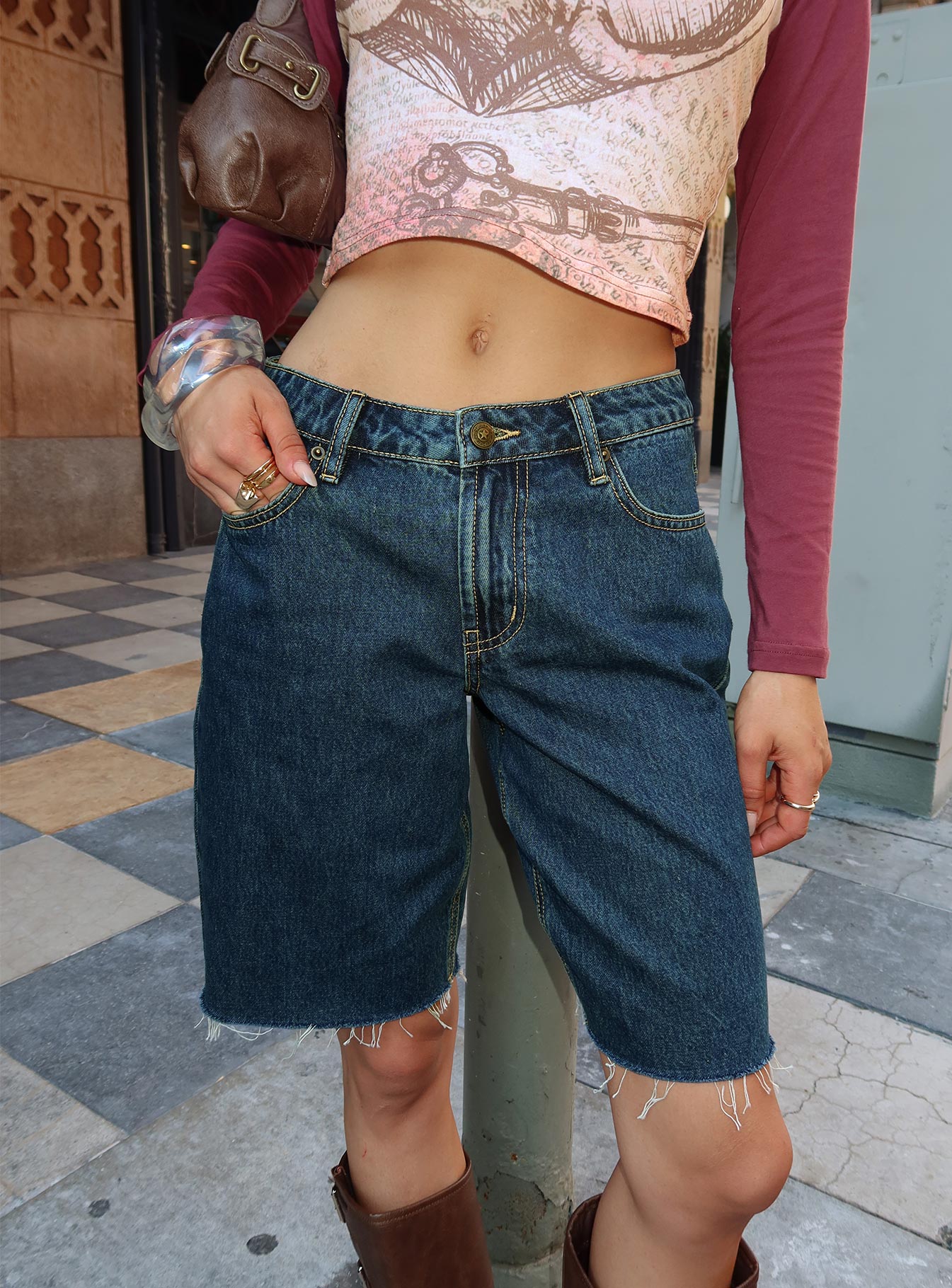 Cult Classic Longline Denim Shorts Vintage Wash