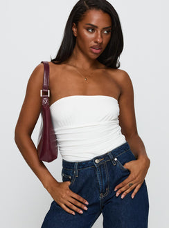 Coincidence Strapless Ruched Bodysuit White