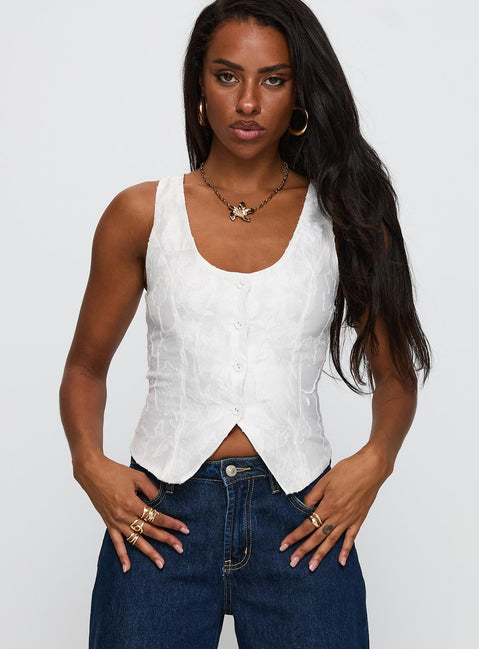 Breathless Embroidered Top White